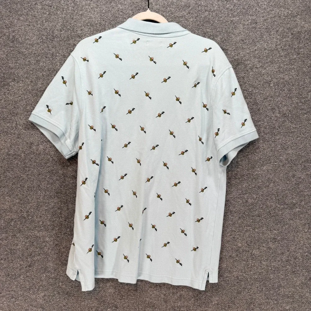 J.Crew Oarsman Polo Shirt Mens XL Light Blue Martini Olive Embroidered Pique Top